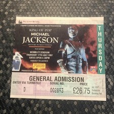 Michael Jackson  ticket Wembley Stadium 17/07/97 History tour #002893