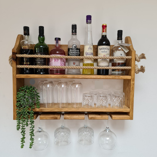 Wooden wall drinks rack - wooden,