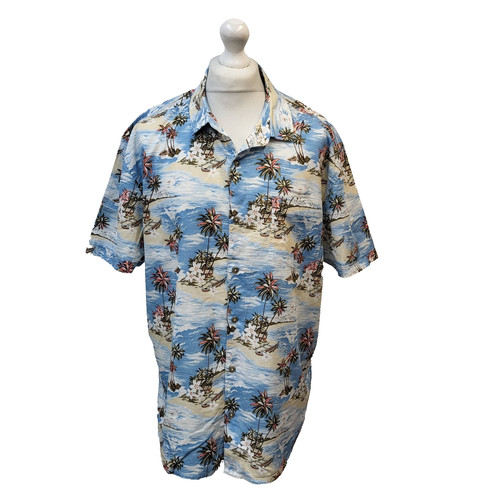 Peacocks hawaiian shirt blue - peacocks,