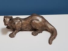 Paul Jenkins Otter Frith Sculpture Cold Cast Bronze - Crouching Otter