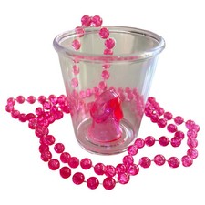 6x Hen Party Willy Shot Glasses Glass Pink Necklace Fun Night Fancy Dress Prop