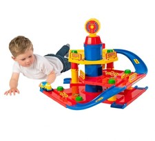 Big Steps Parking Garage Playset – Multi-Level Car Ramp Toy with 2 Vehicles