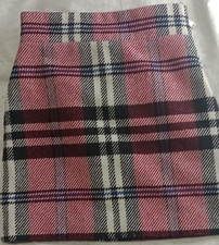 Topshop Women’s Size 6 Tartan Check Mini Skirt Red Black Cream Zip Y2K 90s Indie