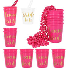 HEN PARTY SHOT GLASSES CUPS GLASS NECKLACE TEAM BRIDE ACCESSORIES FAVOURS SASHES