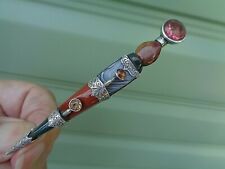 LARGE Victorian Scottish Silver Agate Sgian Dubh / Skean Dhu / Dirk Brooch 1890s