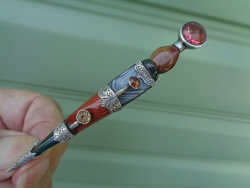 Scottish silver agate brooch - silver,
