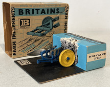 Scarce Vintage Britains 1:32 Farm Implements 3 Furrow Plough Model 9530 Boxed