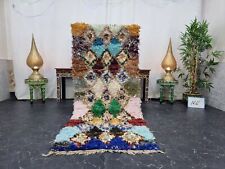 Moroccan Handmade Vintage Boucherouite Rug 3'x7' Geometric Brown Cotton Carpet