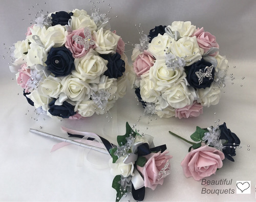 Wedding bouquets navy pink