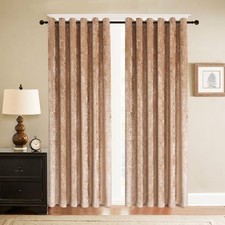 Luxury Crushed Velvet Curtains Pair Fully Lined Eyelet Ring Top Ready Made