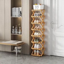 Folding Shoe Rack Bamboo Wooden Hallway Footwear Storage Shelves Organizer Stand
