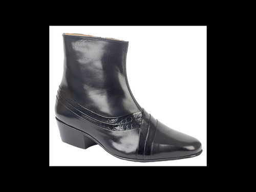 Mens black leather boots cuban - mens,