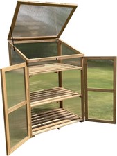 Wooden Framed Mini Greenhouse with Polycarbonate Panels & Double Doors