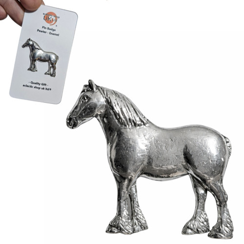 Heavy horse pin badge pewter - pin,