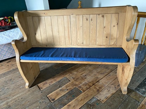Church pew pitch pine blue - pew,