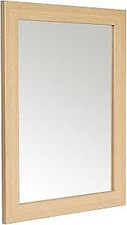 48 x 58cm Framed Mirror with Wall Hanging Fixings - Oak Effect