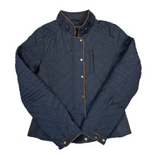 Zara Womens Navy Quilted Riding Jacket Country - Size Medium
