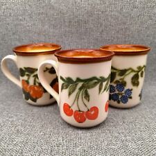 Biltons - Fruits & Berries - Set Of Three - Ceramic Beige Mugs 