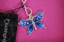 Blue Butterfly Necklace Silver