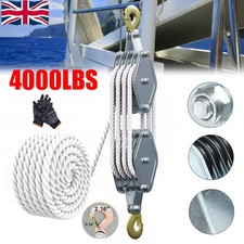 2 Ton Hoist Pulley Block and Tackle Hook Lifting Pulley Block Tool w/ Nylon Rope