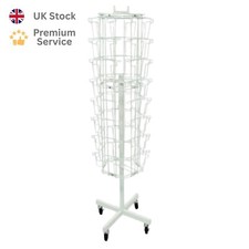 Greeting Card Rotating Stand - 40 x C5 Pockets Shop Display White with Wheels