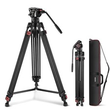 NEEWER 74" Video Tripod with Fluid Head QR Plate ，Telescopic Handle Scaled Base