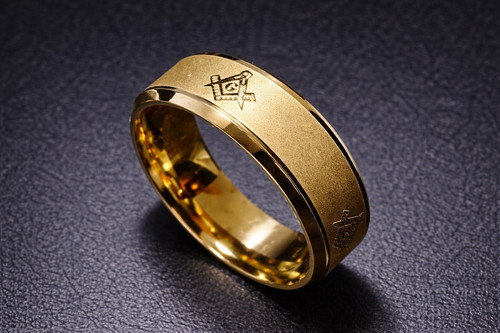 Stainless steel masonic - steel, ring