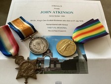 WW1 Medal Trio KIA Atkinson King’s Own Scottish Borders Galashiels Selkirk Somme