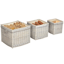 Set of 3 Wicker Log Basket