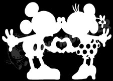 Mickey and Minnie Mouse Kissing Car Sticker, Disney Love Romance Sweet