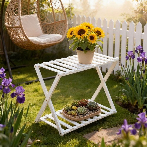 Wood plant shelf - wood,
