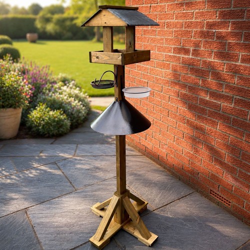 Wooden bird table with - wooden,