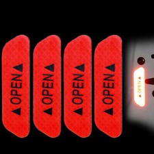 4PCS Red Reflective Tape Open Sign Warning Mark Car Door Stickers Accessories