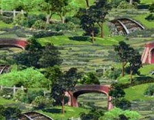 Fat Quarter Thomas The Tank Engine Bridges Track Country Quilting Cotton Fabric