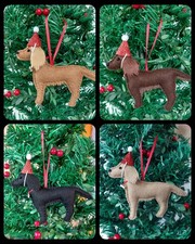 Cocker Spaniel Dog Felt Christmas Tree Decorations with Detachable Party Hat