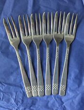 Retro Vintage Set Of 6 Firth Stainless Steel Cake Forks / Pastry Forks 70s