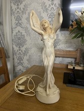 Vintage Art Deco Style Fairy Angel Lamp – Cream Ivory Winged Lady Light Works