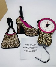 Dial Luggage Scale & Rubber Luggage Tags Travel Set  Avon Leopard Print New