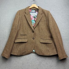 JOULES Tweed Jacket UK 16 Brown BRONTE Blazer Herringbone Country Hacking