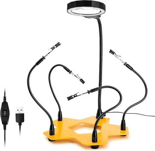Led magnifying third hand - led,