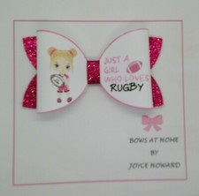 HANDMADE  HAIR BOWS -  GLITTER AND FAUX LEATHER - MORE SPORTS TEAMS