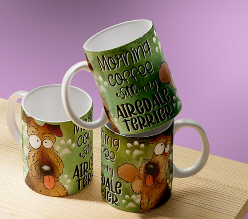 Cute terrier mug airedale - mug,,