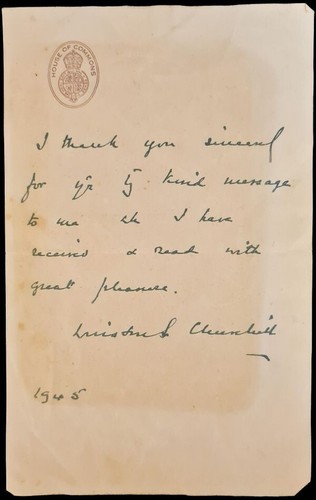 Winston churchill signed note - signed,