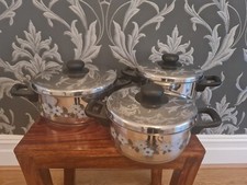 Vintage Set Of 3 Fissler Pans