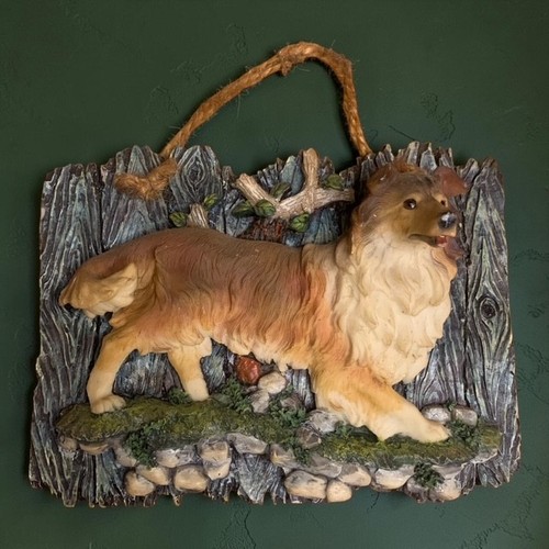 Vintage rough collie dog resin - vintage,