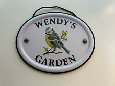 Personalised Embossed Metal Garden Sign  with British Bird Design Size 12x15cm