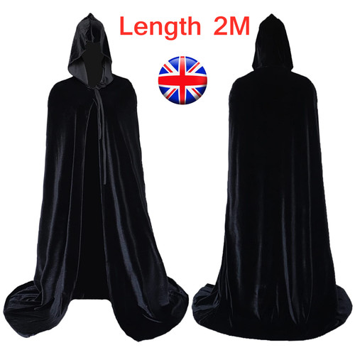 Black long velvet hooded - long,