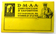 1924 DMAA CONVENTION & EXPOSITION Pittsburgh PA celluloid pinback NAME badge +