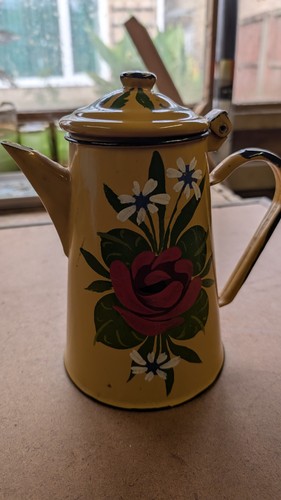 Hand painted enamel tea pot - tea,