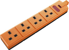 Masterplug 4 Socket 13 Amp Rewireable Trailing Socket Orange w/Indicator